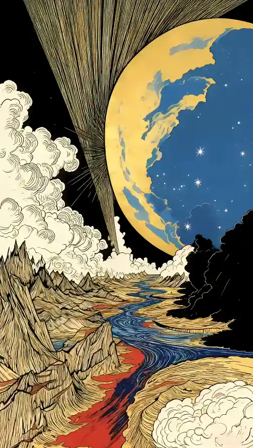 4k山脉壁纸 - 插画 - 星球 - 河流「哲风壁纸」