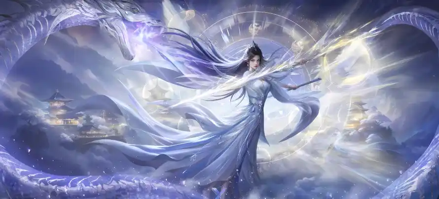 2k仙侠壁纸-巨龙 - 梦幻-白衣「哲风壁纸」