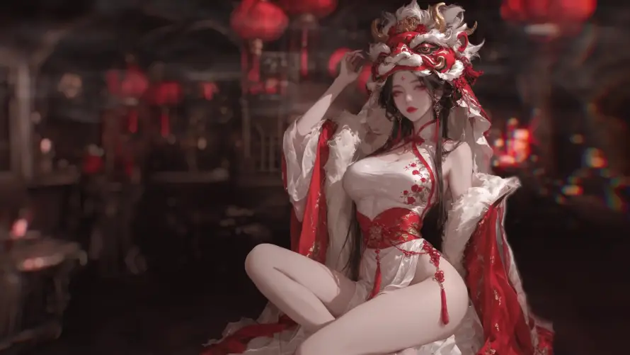 4k舞狮壁纸-花饰 - 中国风-红灯笼「哲风壁纸」