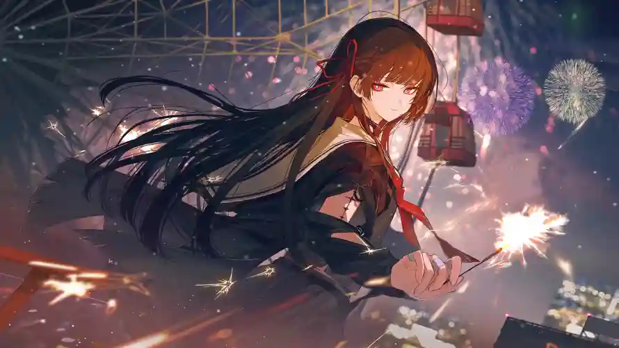 4k千咲壁纸-夜景 - 烟花-鸣潮「哲风壁纸」