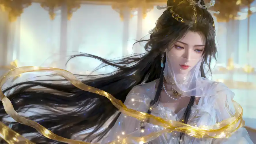 4k动漫壁纸-古风 - 白衣-紫灵「哲风壁纸」