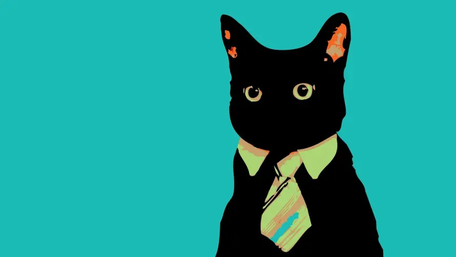 2k绿色壁纸-猫 - 衬衫-领带「哲风壁纸」