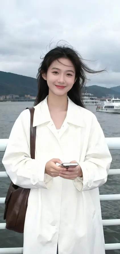 4k手机壁纸 - 海边 - 美女 - 远山「哲风壁纸」