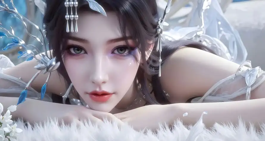 4k云望舒壁纸-仙侠角色 - 古风美女-白衣蓝饰「哲风壁纸」