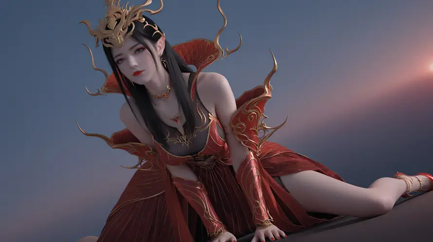 6k女王壁纸-玄幻 - 红衣-美杜莎「哲风壁纸」