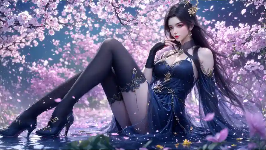 2k曹颖壁纸-水 - 樱花-黑丝「哲风壁纸」