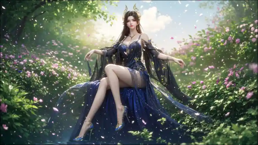 2k曹颖壁纸-美女 - 花丛-花瓣「哲风壁纸」