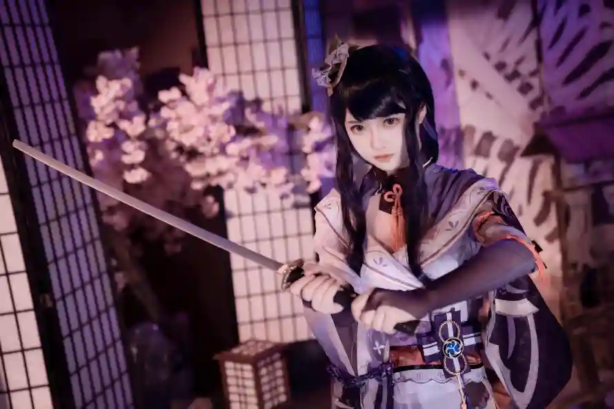11k原神壁纸-和服 - 樱花-长刀「哲风壁纸」