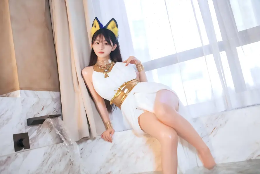 10k室内壁纸-猫耳 - cos-白色服装「哲风壁纸」
