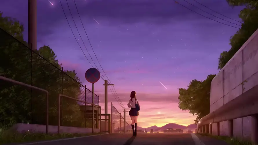 4k动漫壁纸-晚霞 - 街道-黄昏「哲风壁纸」