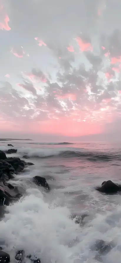 4k海水壁纸 - 海浪 - 礁石 - 简约「哲风壁纸」