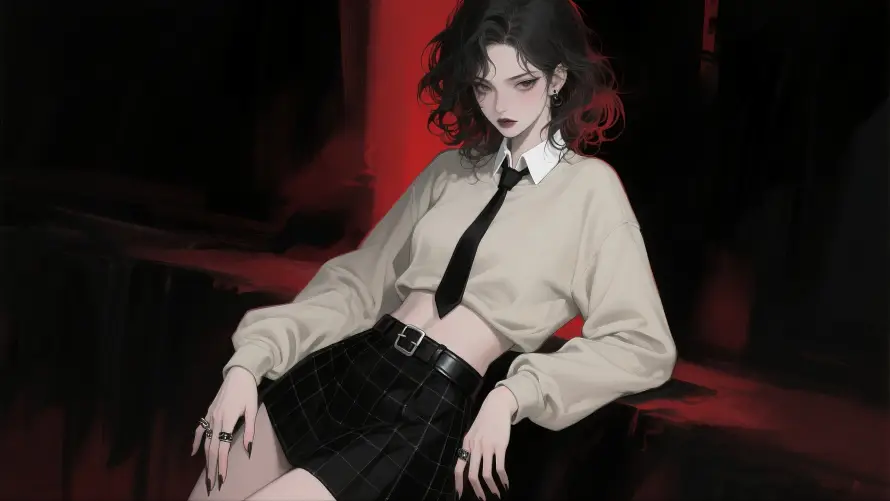 4k动漫壁纸-暗黑 - 短裙-美女「哲风壁纸」 4k动漫壁纸-暗黑 - 短裙-美女「哲风壁纸」