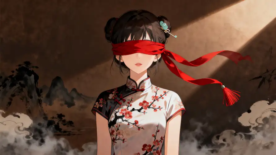 4k国风壁纸-少女 - 山水-旗袍「哲风壁纸」