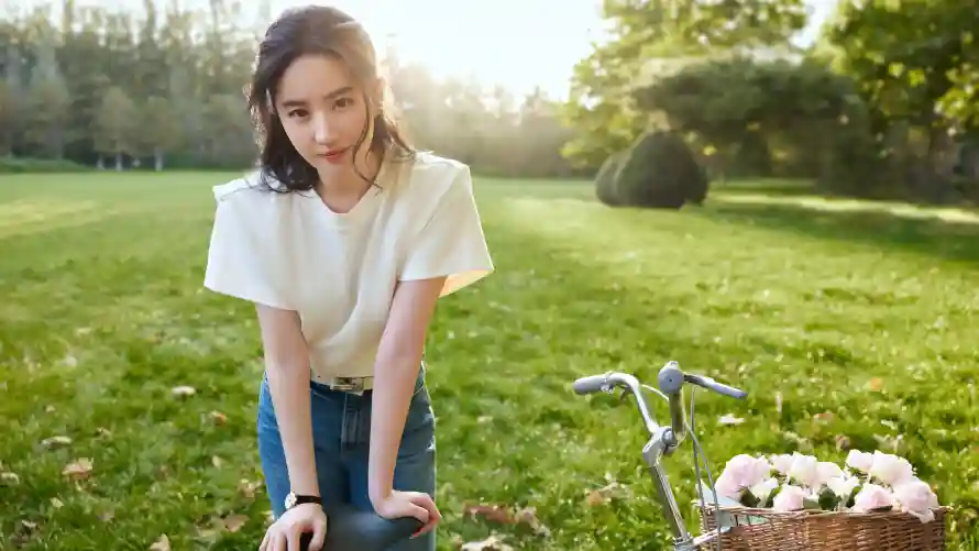 4k公园壁纸-明星 - 白衣-美女「哲风壁纸」