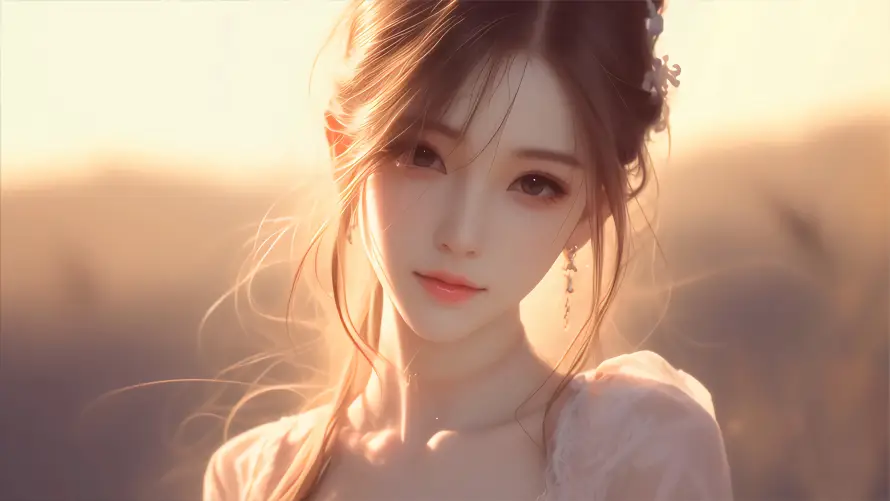 4k国风壁纸-美女 - 轻纱-逆光「哲风壁纸」
