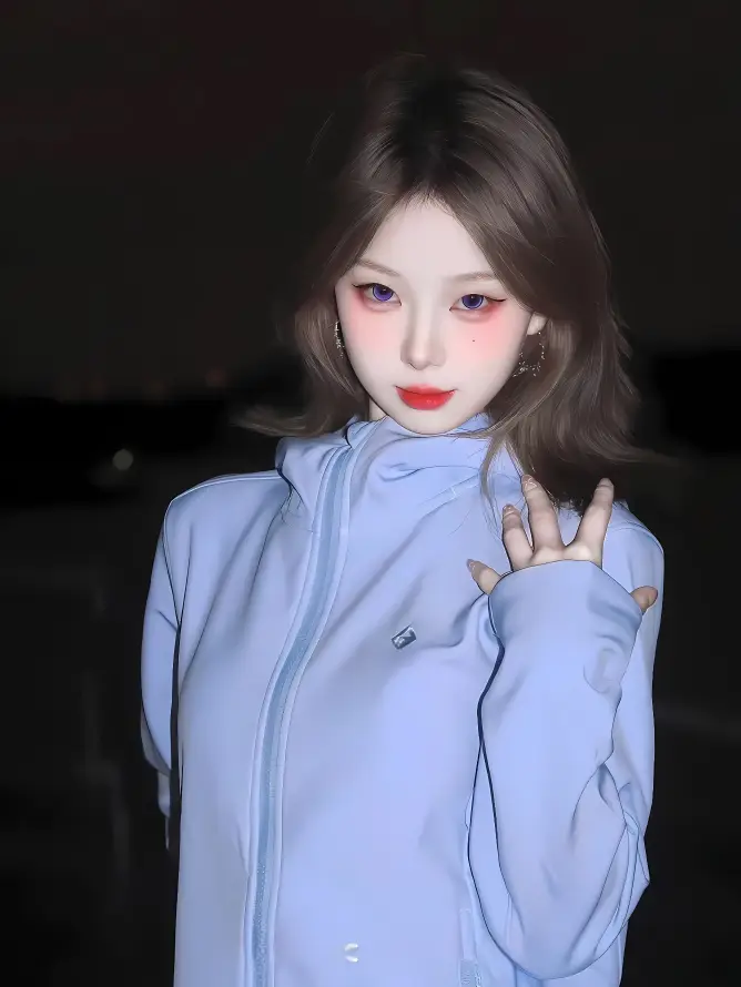 4k夜晚壁纸 - 手势 - 红妆 - 美女「哲风壁纸」