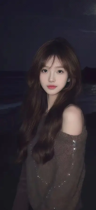 4k夜景壁纸 - 气质 - 美女 - 长发「哲风壁纸」