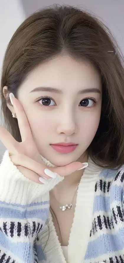 4k比耶壁纸 - 清纯 - 美女 - 美甲「哲风壁纸」