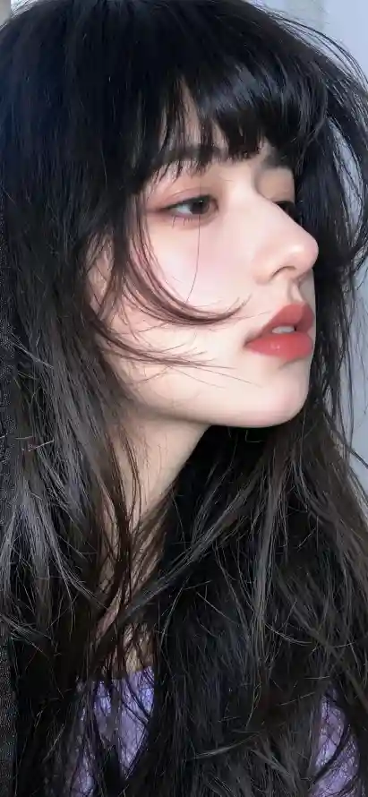 4k紫衣壁纸 - 红唇 - 美女 - 长发「哲风壁纸」