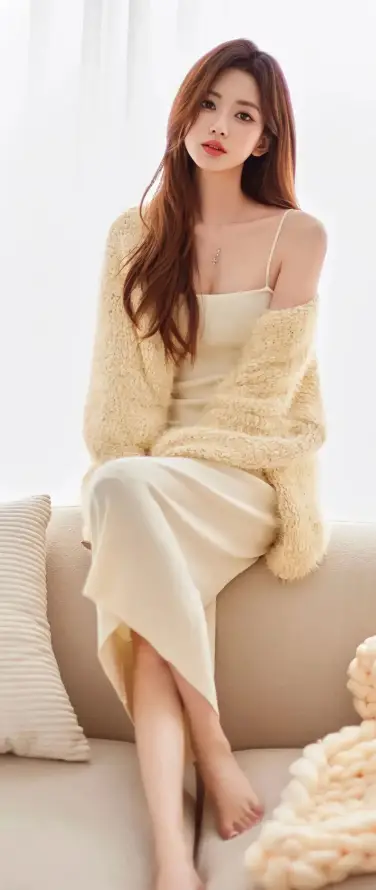 4k坐姿壁纸 - 沙发 - 温柔 - 美女「哲风壁纸」