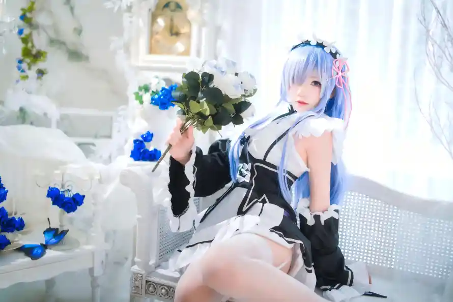 8k蓝发壁纸-蕾姆 - Re0-cos「哲风壁纸」