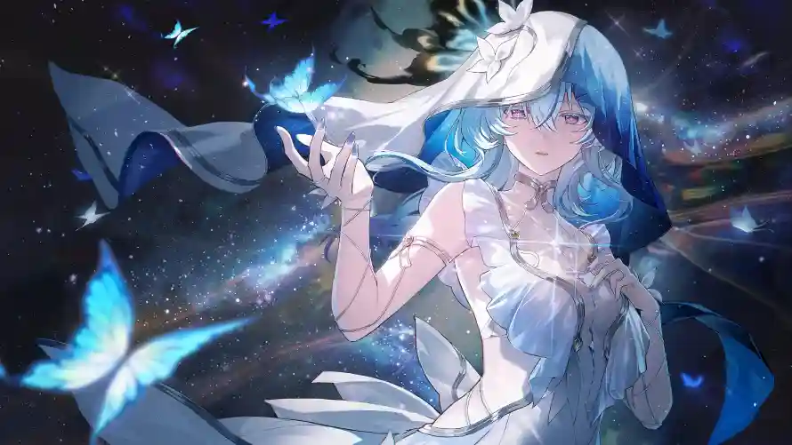3k星空壁纸-白裙 - 蓝发-鸣潮「哲风壁纸」