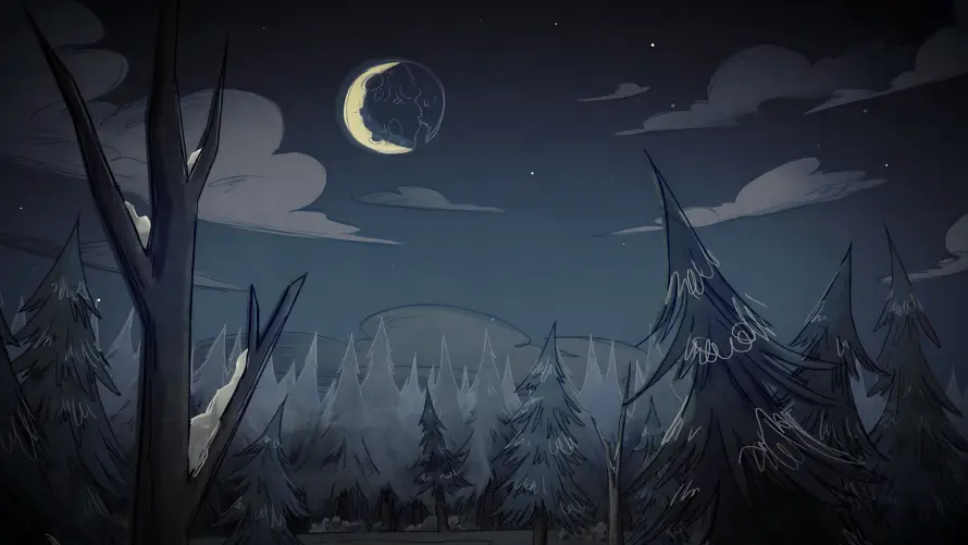 4k卡通壁纸-夜晚 - 夜景-月亮「哲风壁纸」