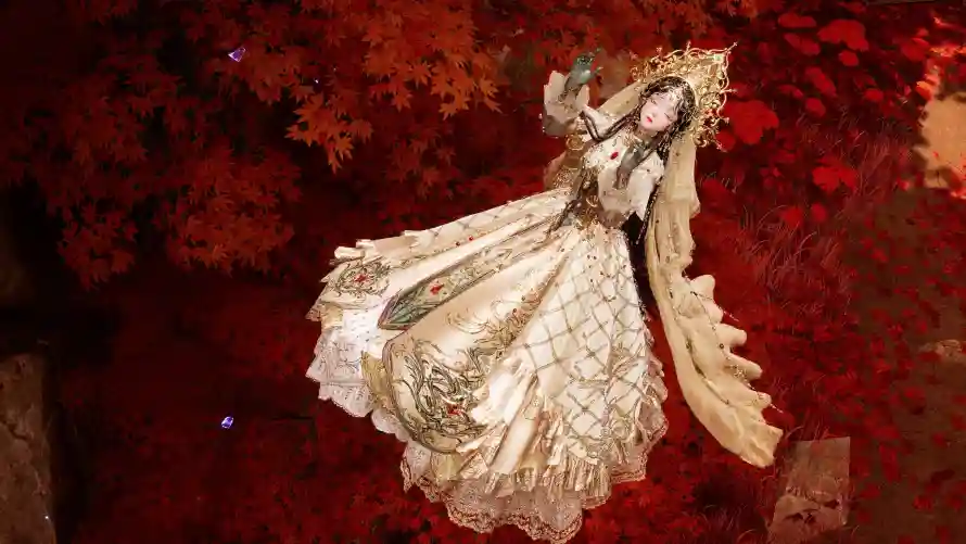 3k暖暖壁纸-红枫叶 - 华丽裙装-古风服饰「哲风壁纸」