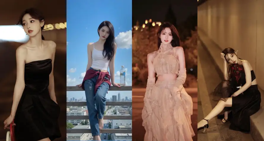 4k红衣壁纸-纱裙 - 美女-牛仔裤「哲风壁纸」
