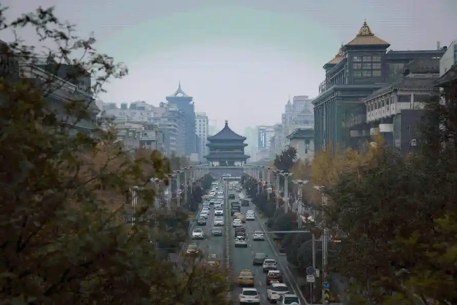 3k建筑壁纸-街道 - 西安-车流「哲风壁纸」