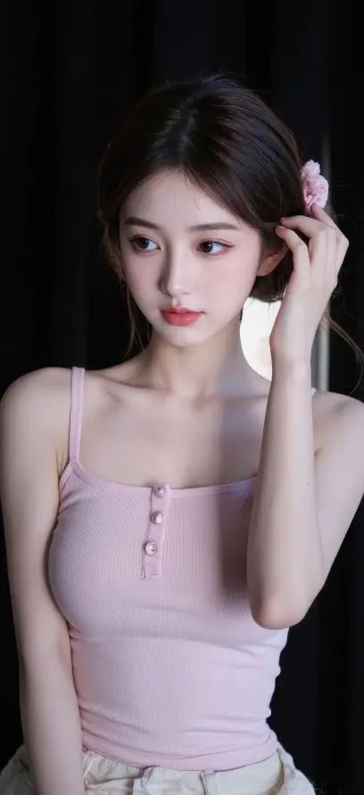 4k粉色壁纸 - 美女 - Ios - 浅色下装「哲风壁纸」