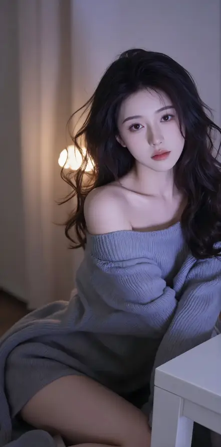 4k卷发壁纸 - 室内 - 美女 - 露肩「哲风壁纸」