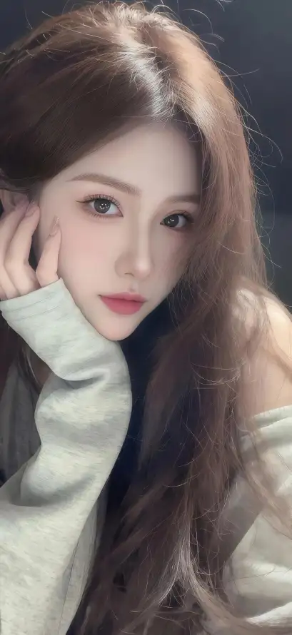 4k暗色壁纸 - 红唇 - 美女 - 长发「哲风壁纸」
