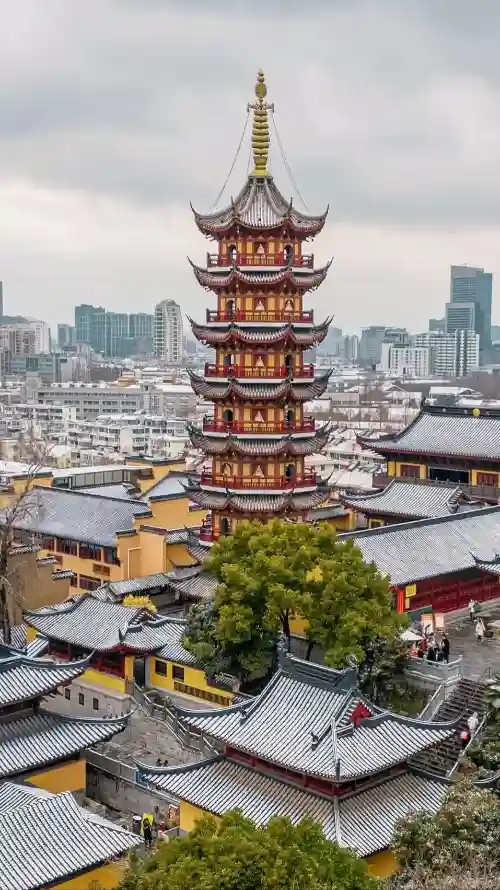 4k城市壁纸 - 灰瓦 - 绿树 - 阴天「哲风壁纸」