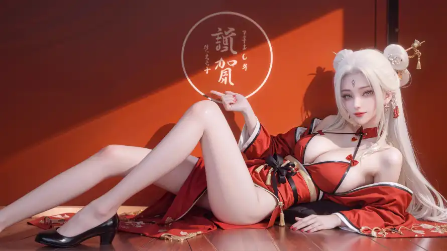 8k光影壁纸-坐姿 - 小白-性感「哲风壁纸」
