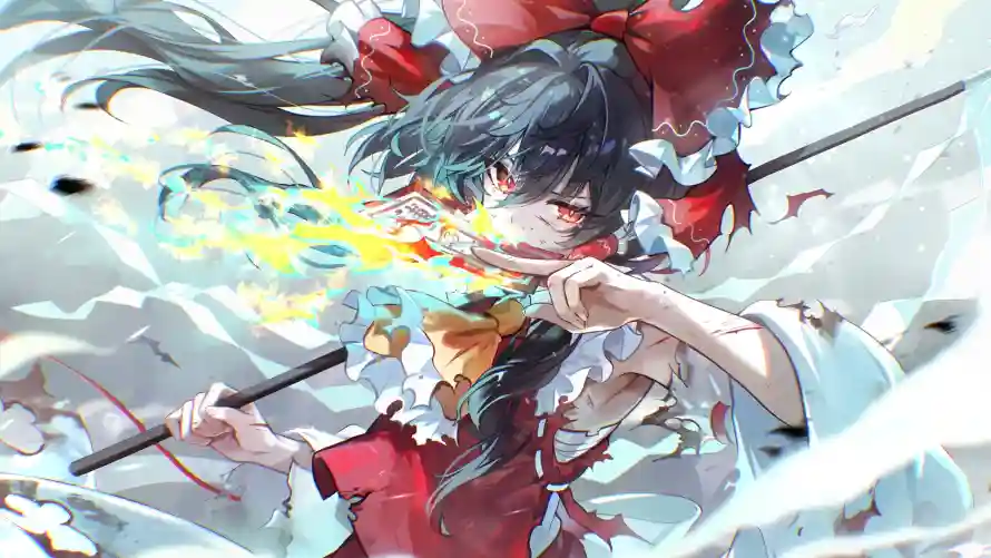 2k动漫壁纸-和风 - 巫女-弹幕「哲风壁纸」