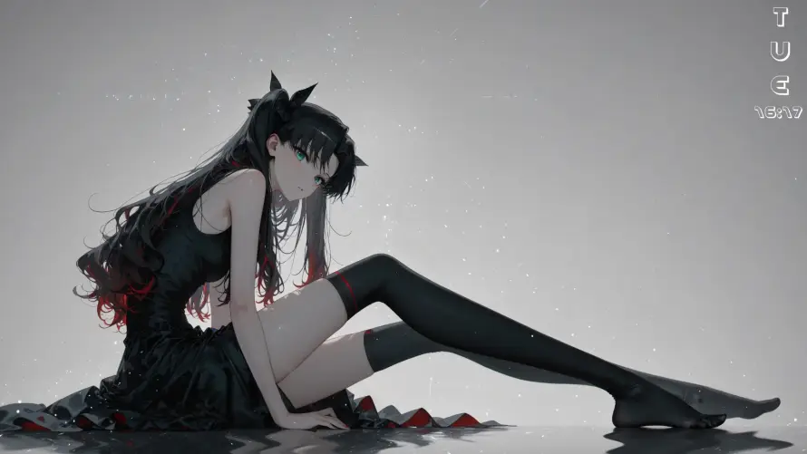 2k动漫壁纸-坐姿 - 少女-暗黑「哲风壁纸」