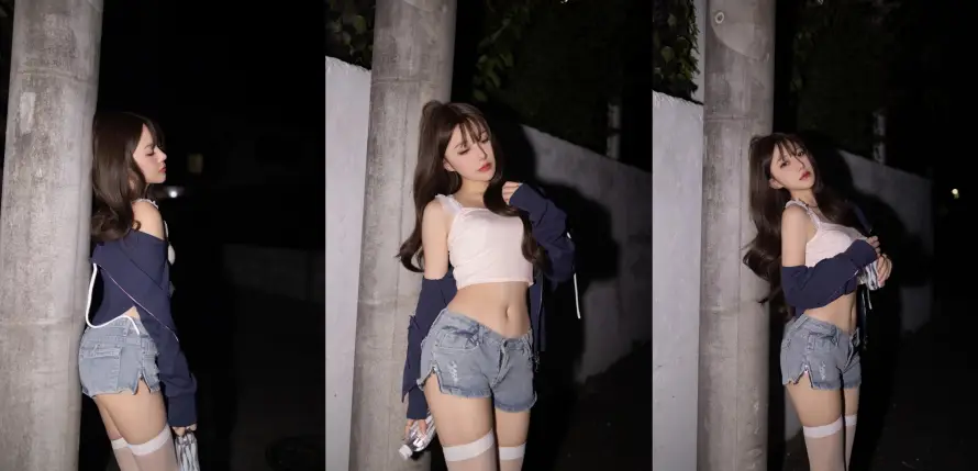 4k夜景壁纸-美女 - 迷人-长袜「哲风壁纸」