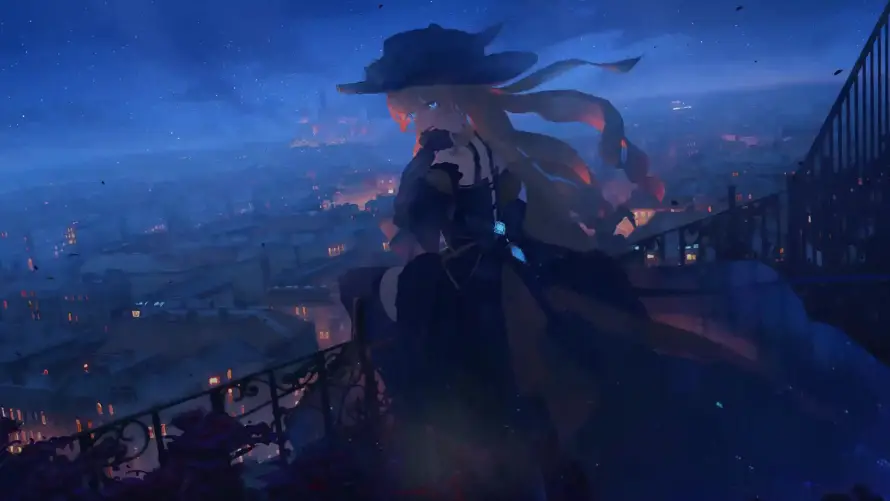 4k原神壁纸-夜晚 - 夜空-天台「哲风壁纸」