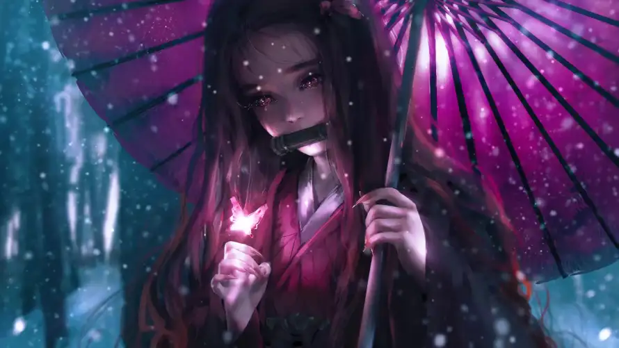 4k下雪壁纸-冬景 - 古风-和服「哲风壁纸」