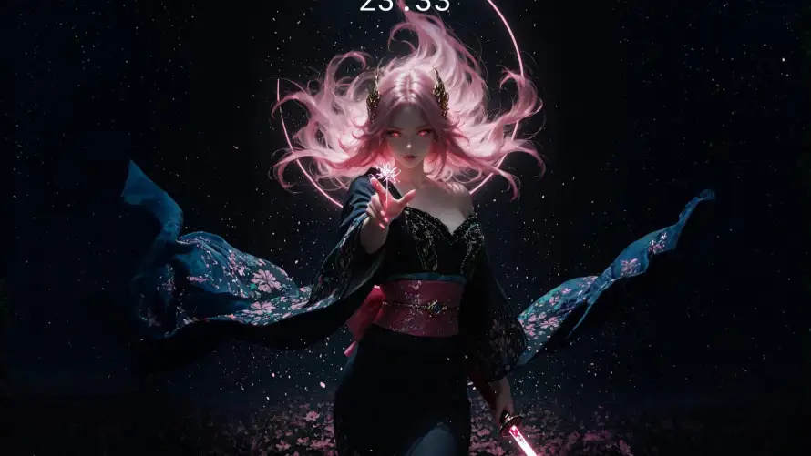 2k动漫壁纸-星空 - 红温-飘带「哲风壁纸」