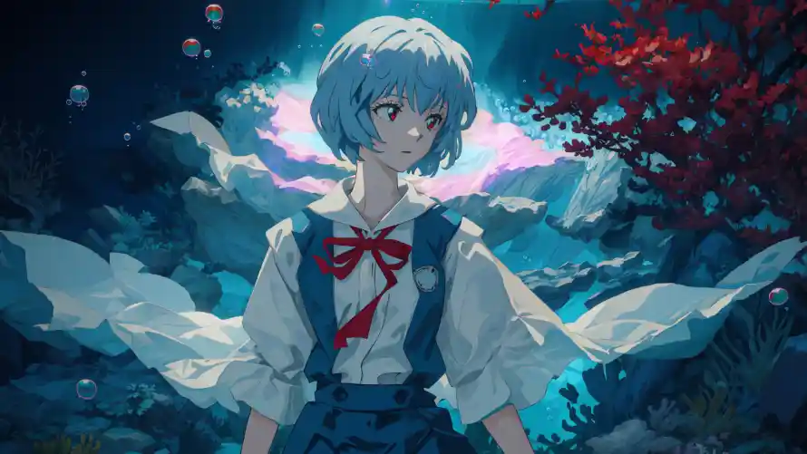 2k少女壁纸-海底 - 红温-二次元「哲风壁纸」