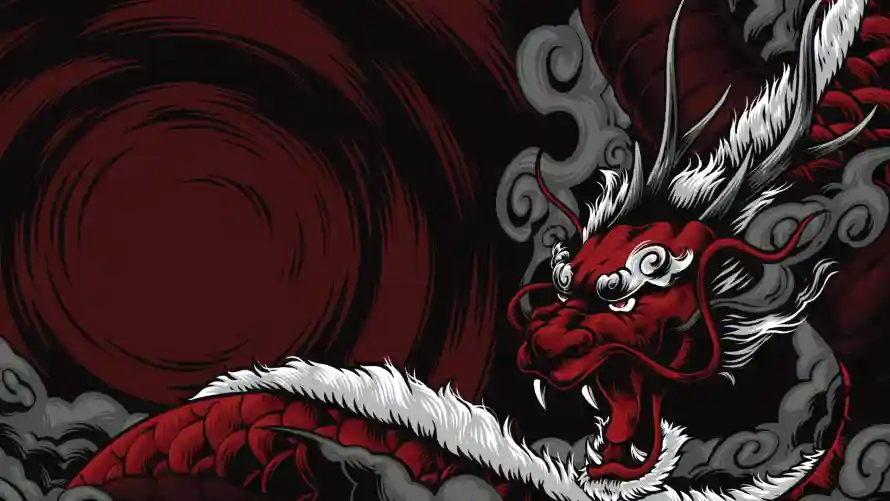 2k云纹壁纸-龙 - 红温-红龙「哲风壁纸」