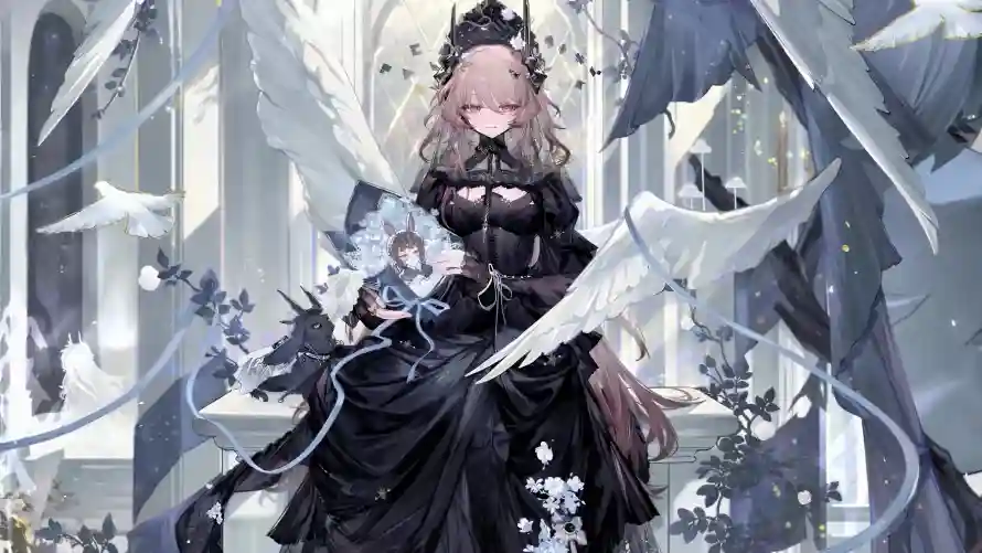 4k华丽壁纸-花朵 - 冷色调-动漫角色「哲风壁纸」