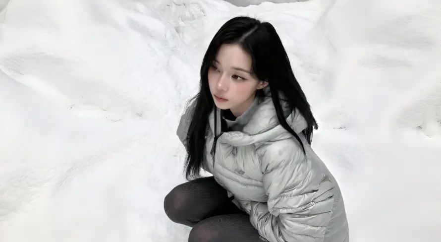 2k冬季壁纸-户外 - 蹲姿-雪地「哲风壁纸」
