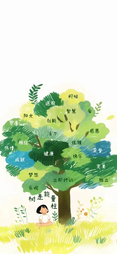 4k儿童壁纸 - 卡通 - 大树 - 小孩「哲风壁纸」