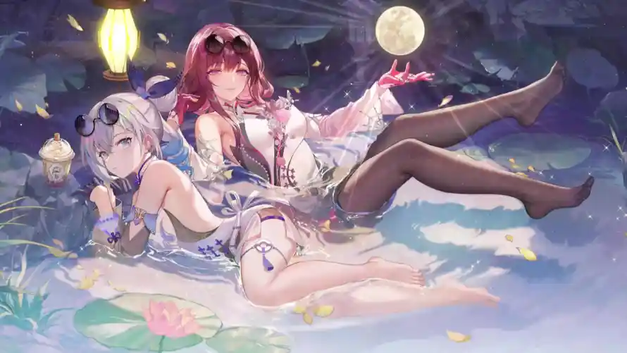 4k夏夜壁纸-夜晚 - 月亮-水面「哲风壁纸」