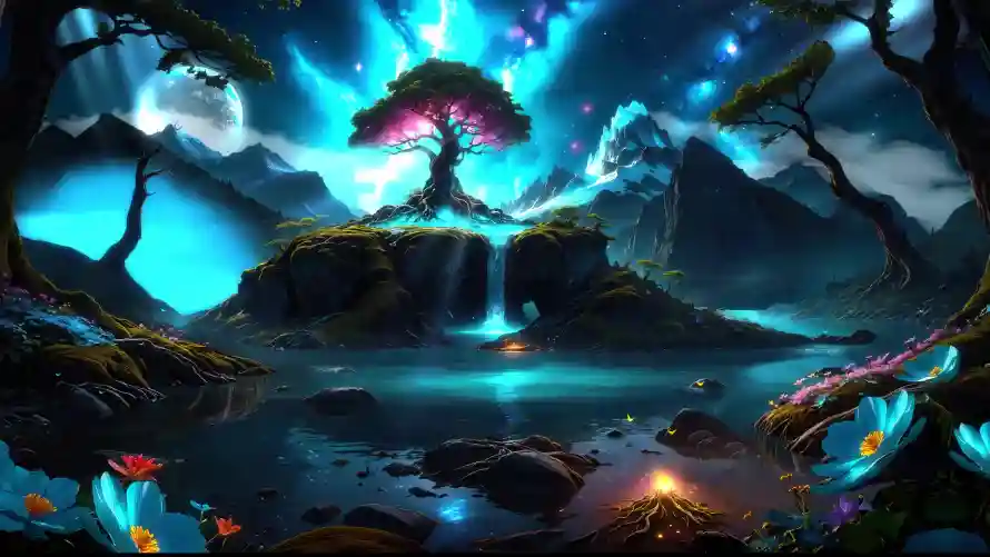 4k奇幻壁纸-山水 - 岩石-星空「哲风壁纸」