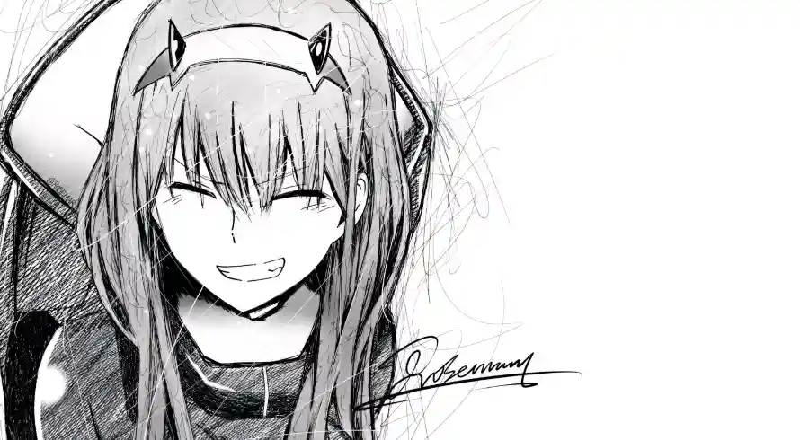 2k02壁纸-少女 - 微笑-手绘「哲风壁纸」