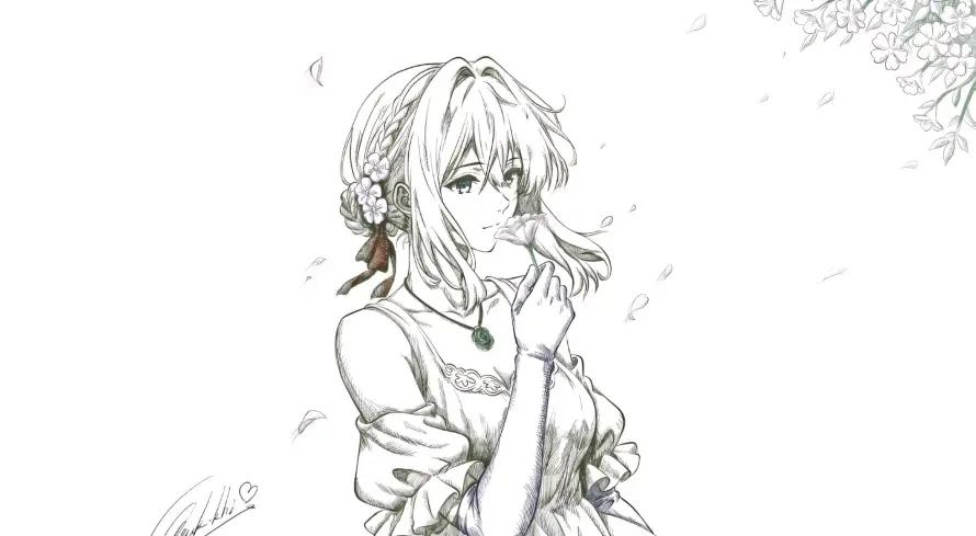 2k少女壁纸-手绘 - 插画-线稿「哲风壁纸」